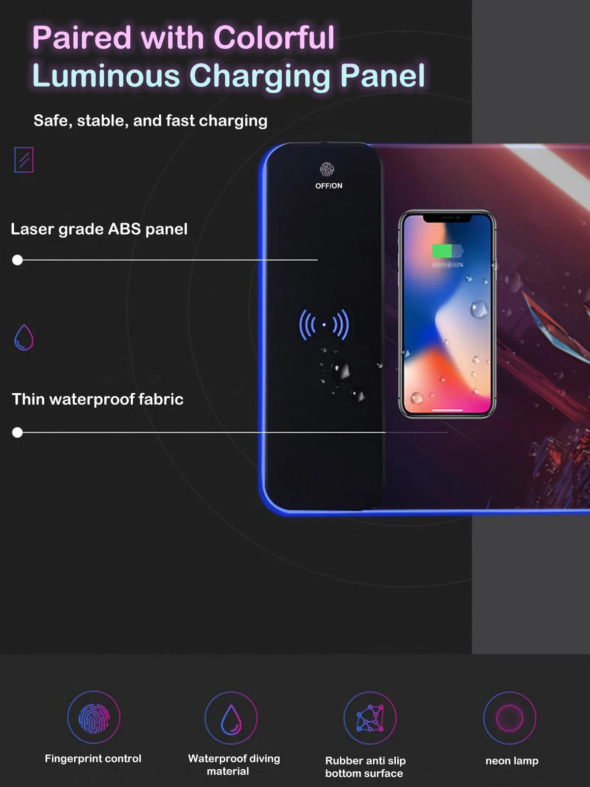RGB Illuminated Multi - functional 15W Wireless Charging Mouse Pad