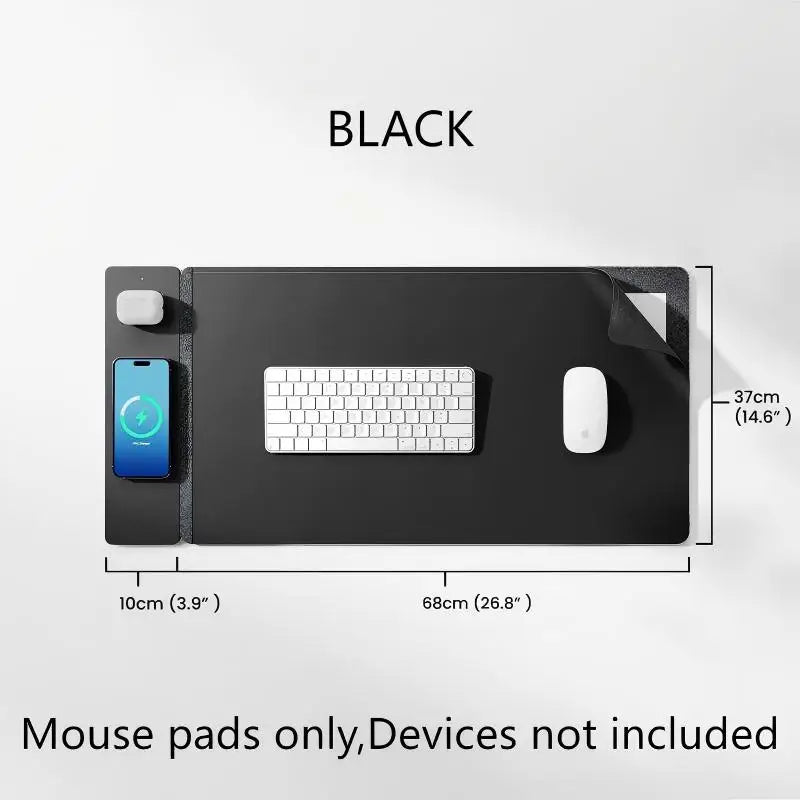 Desk Mat with 3-in-1 Wireless Charging Mouse Pad