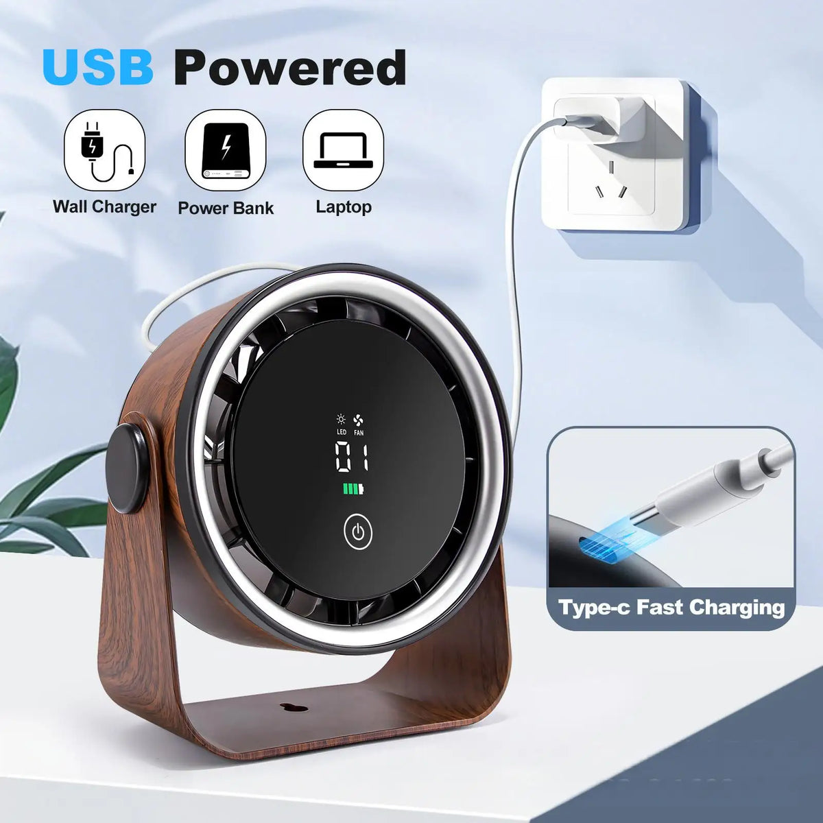 Rechargeable Desktop Fan Mini Table Fan - 5000 mAh